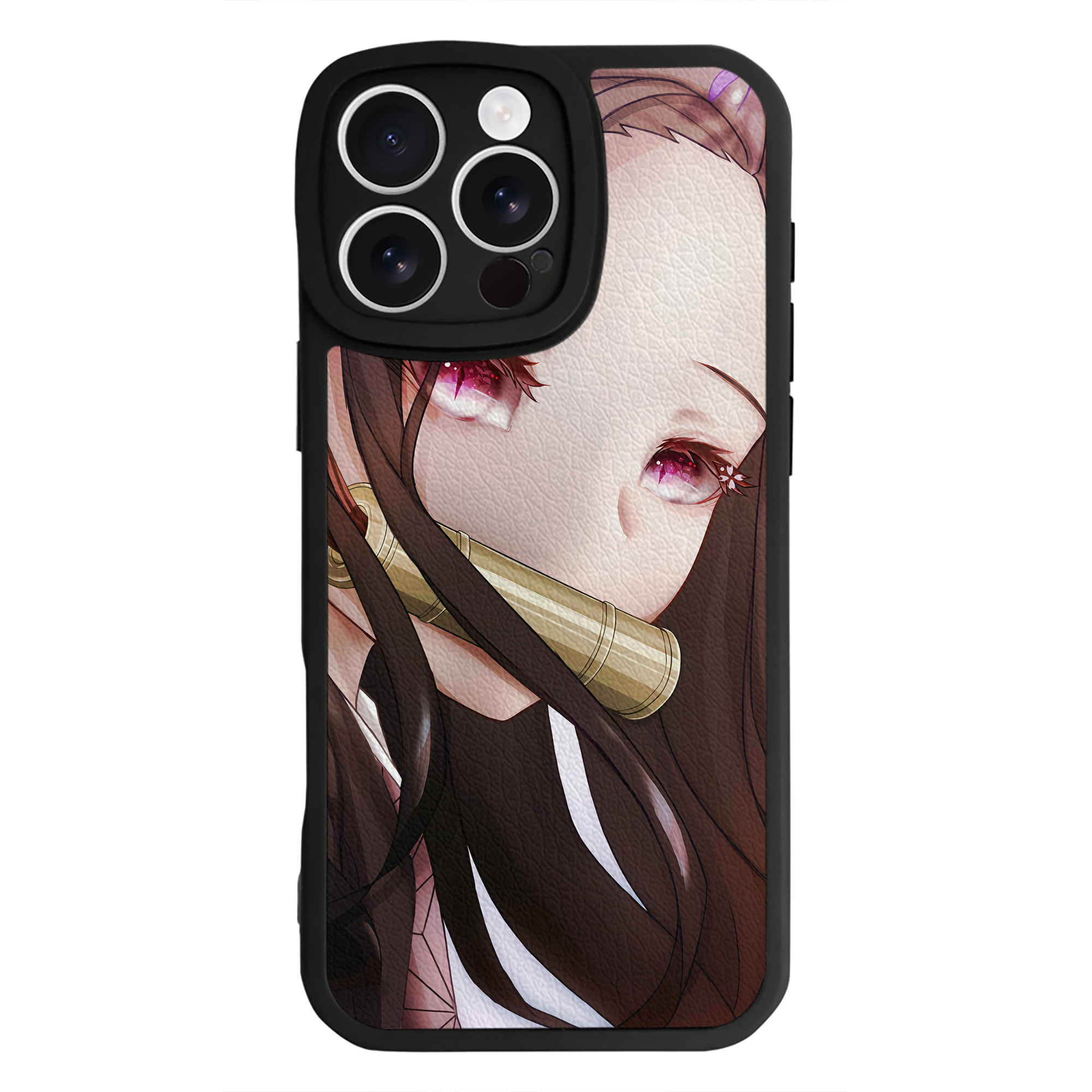 （画像用） 鬼滅の刃（きめつのやいば）竈門 禰󠄀豆子／かまど ねずこ Kamado Nezuko 【iPhone 16シリーズ対応】シリコンスマホケース（レザー調） 材質：シリコン